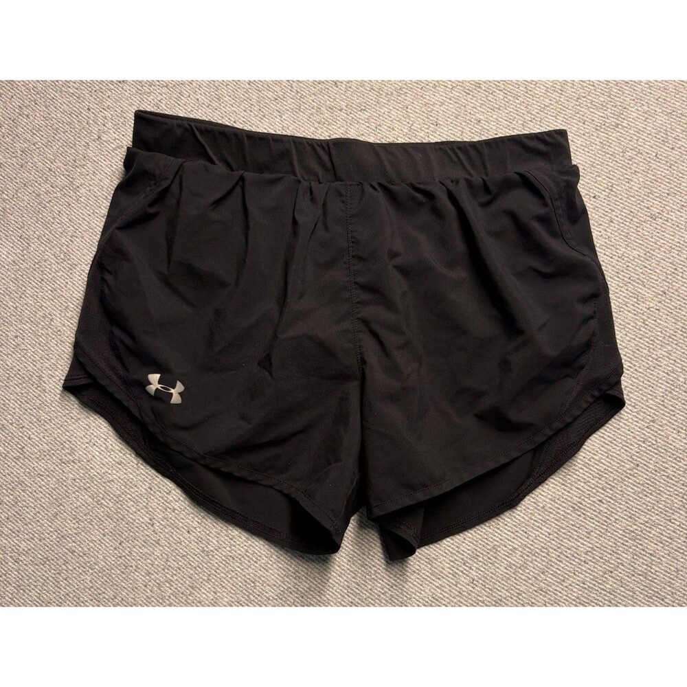 Under Armour Heatgear Fly By Running Shorts Womens Medium Black Lined Loose Fit